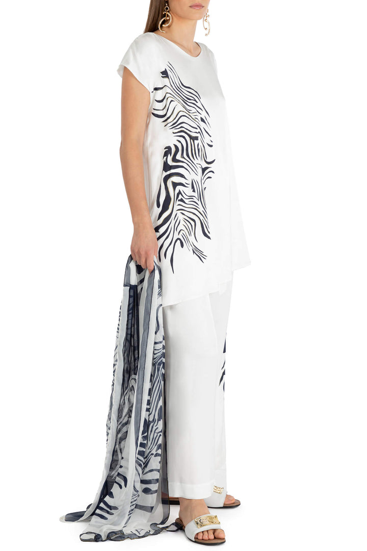 Elisa Cavaletti ELP239027106 Off White Zebra Oversized Top - Experience Boutique
