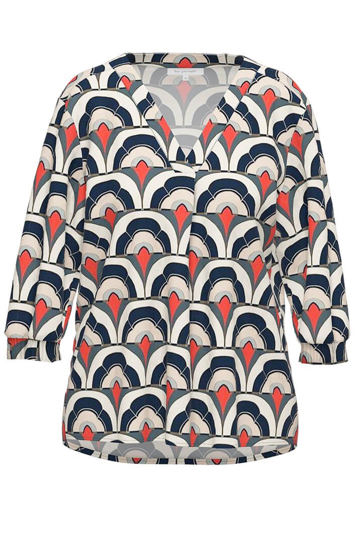 Erfo 8511019-00 Red Art Deco Print Blouse - Experience Boutique
