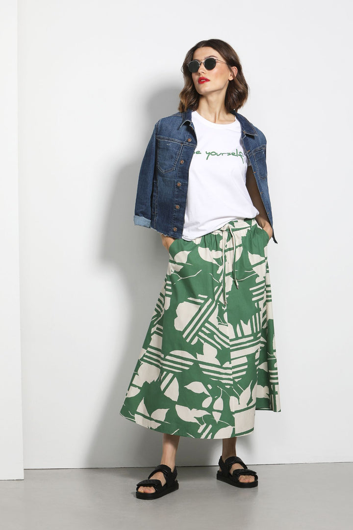 Erfo 8516002 Green Abstract Print Skirt