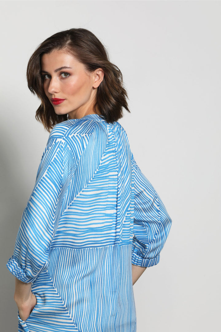 Erfo 8518003 Royal Blue Wave Print Dress