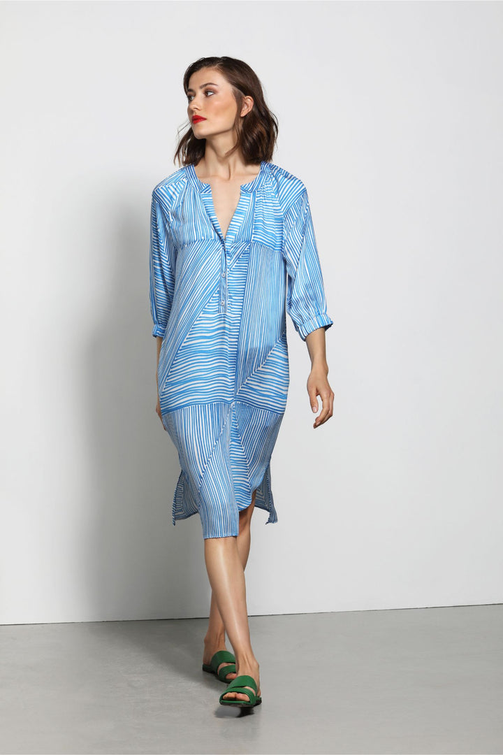 Erfo 8518003 Royal Blue Wave Print Dress