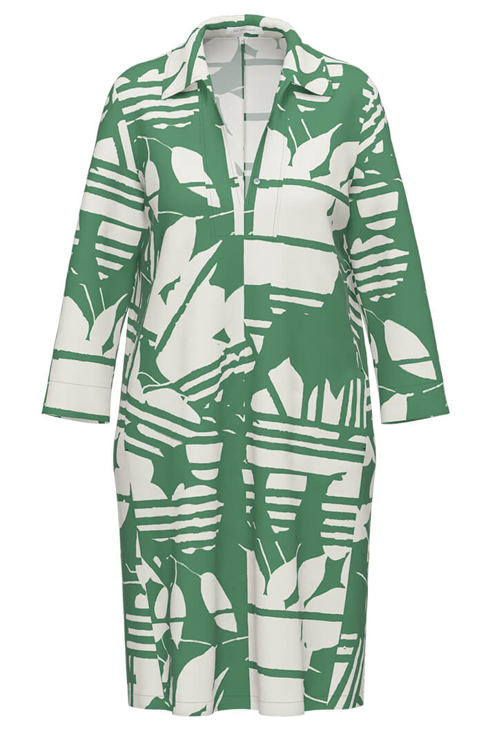 Erfo 8518008-00 Green Abstract Print Shirt Dress - Experience Boutique