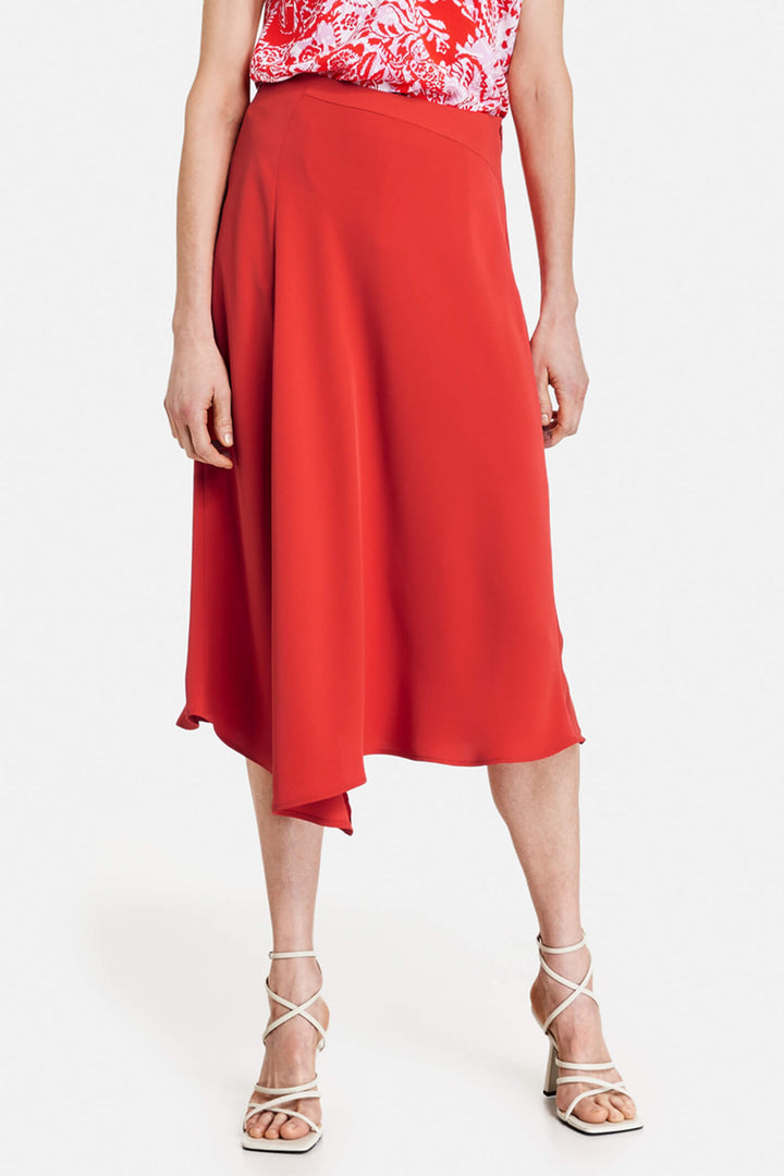 Gerry Weber 110012 Fire Red Asymmetric Skirt - Experience Boutique