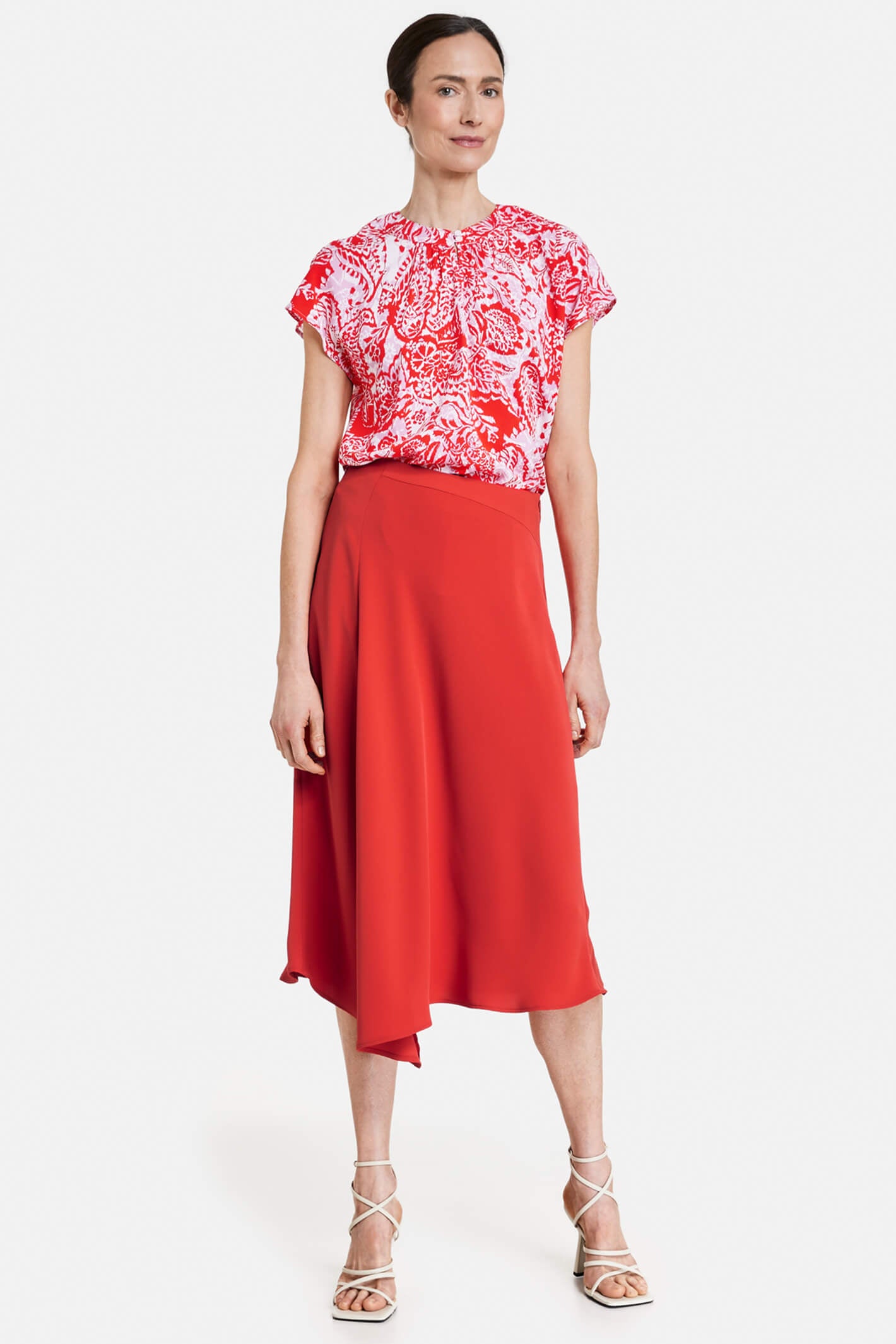 Gerry Weber 110012 Fire Red Asymmetric Skirt