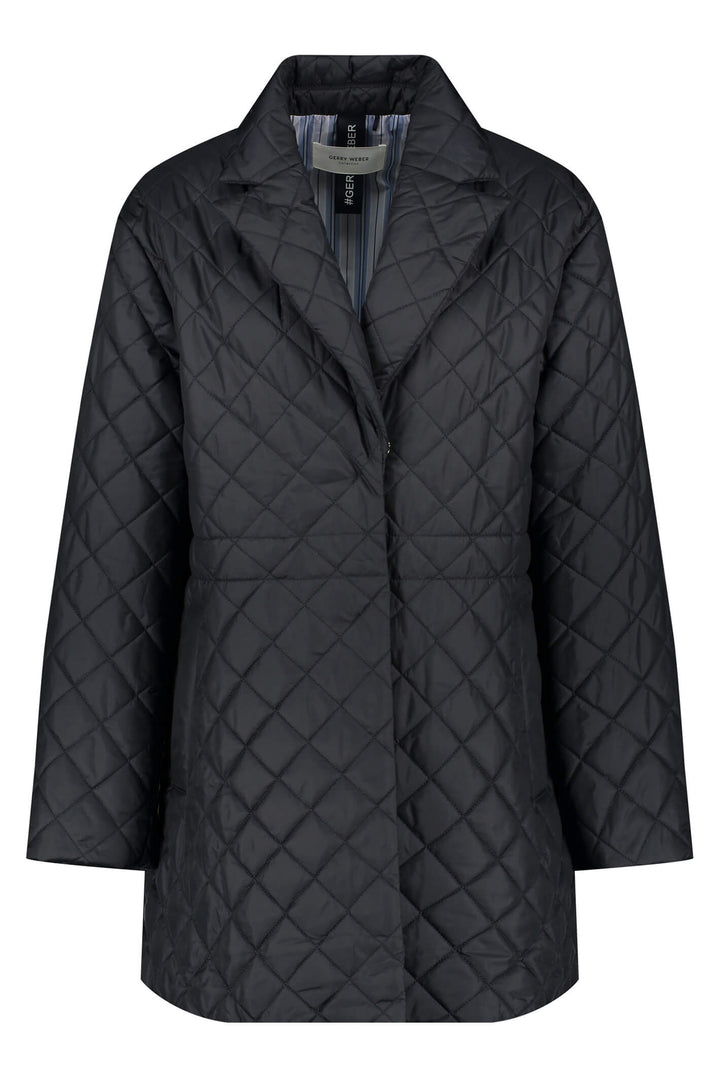 Gerry Weber 150000 Navy Diamond Quitled Coat - Experience Boutique