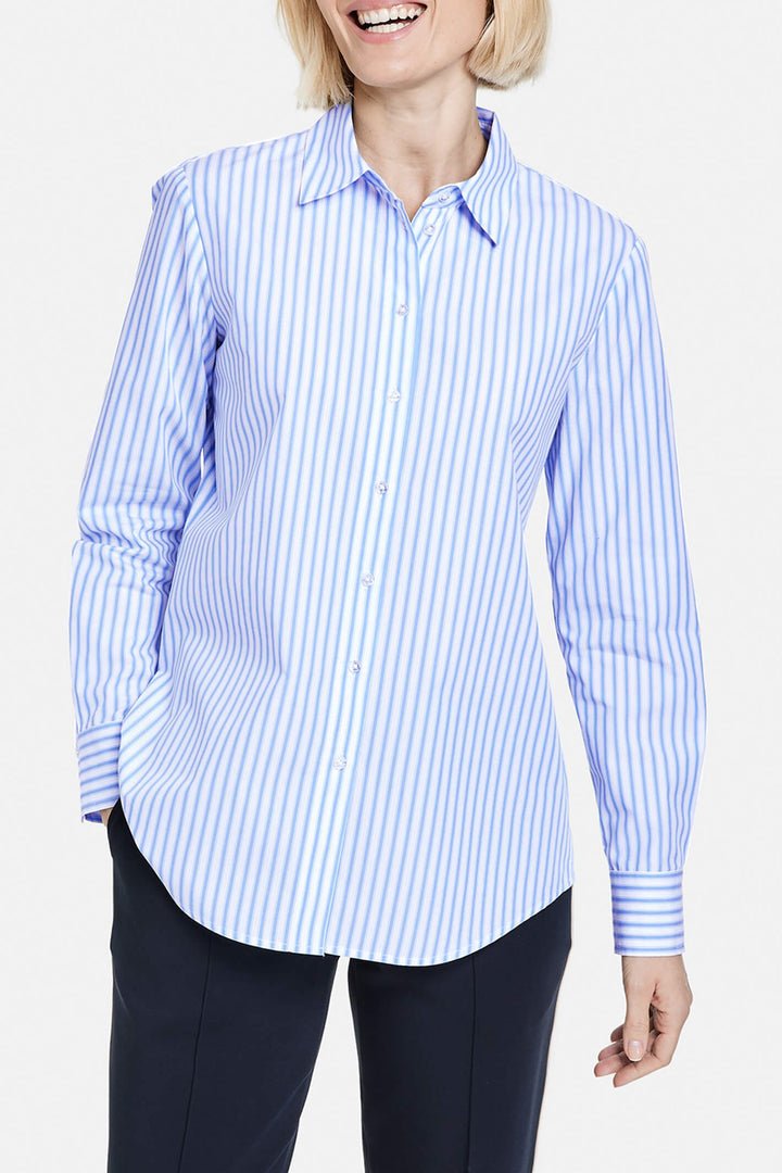 Gerry Weber 860004 Blue & White Stripe Shirt - Experience Boutique