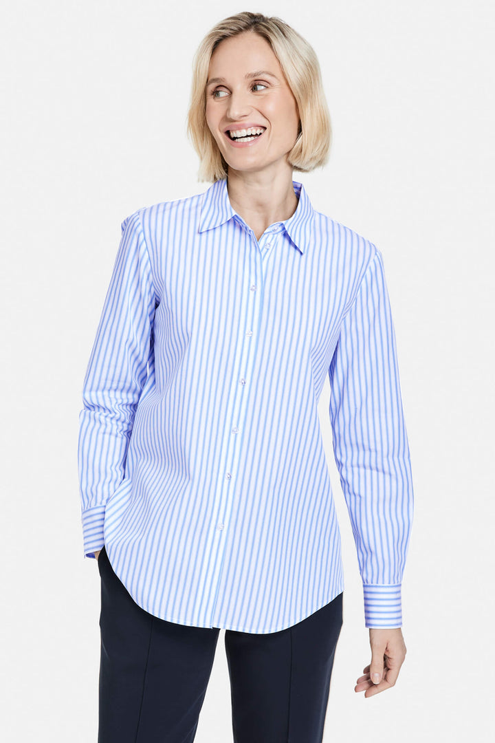 Gerry Weber 860004 Blue & White Stripe Shirt - Experience Boutique