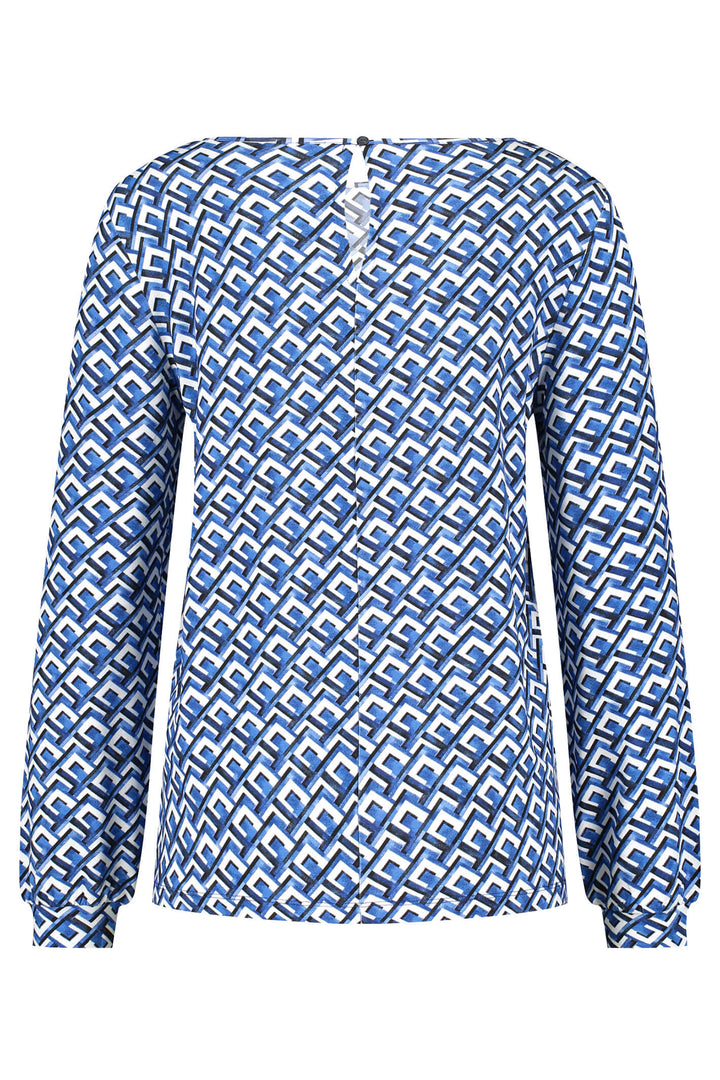 Gerry Weber 870007 Blue Geometric Print T-Shirt - Experience Boutique
