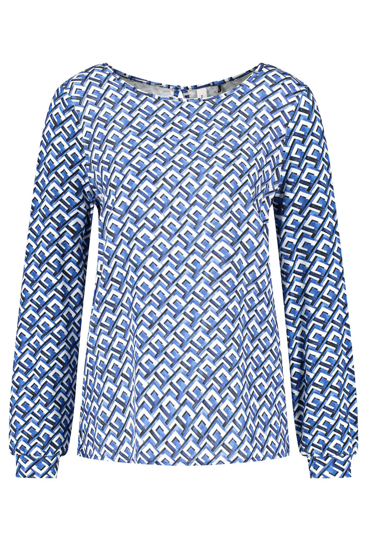 Gerry Weber 870007 Blue Geometric Print T-Shirt - Experience Boutique