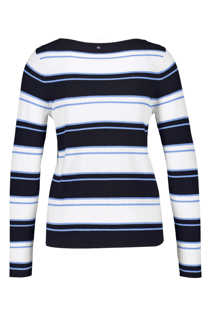 Gerry Weber 870532 Navy & Blue Stripe Knitted Jumper - Experience Boutique