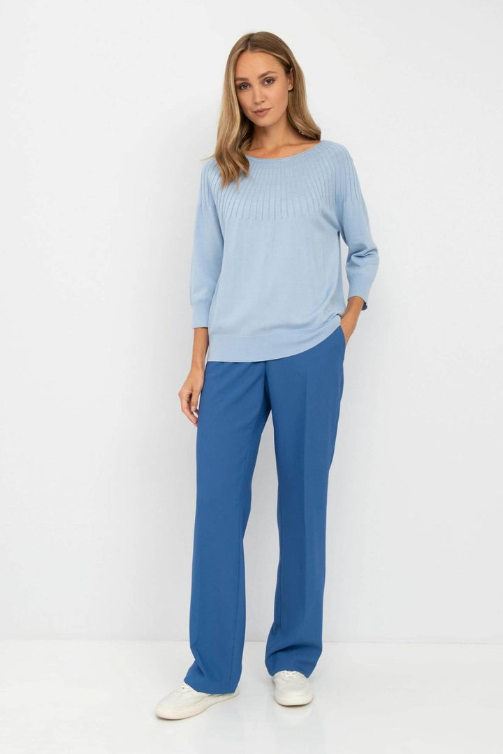 Gerry Weber 978016 Aqua Blue Wide Neck Jumper