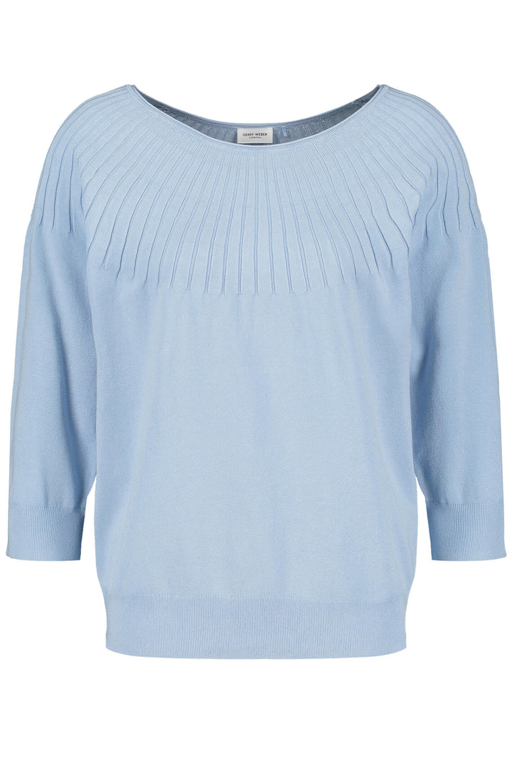 Gerry Weber 978016 Aqua Blue Wide Neck Jumper - Experience Boutique