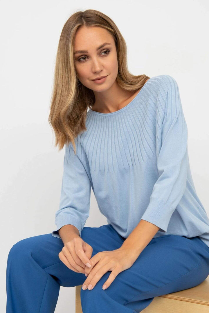 Gerry Weber 978016 Aqua Blue Wide Neck Jumper