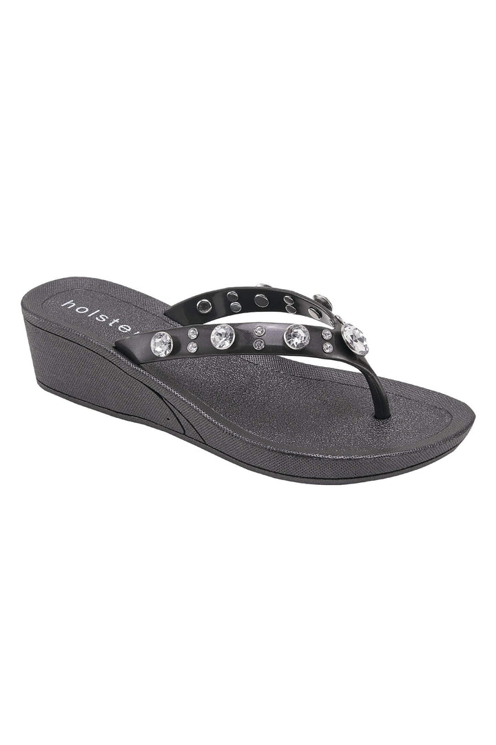 Holster Lila HST359BL8 Black Wedge Sandal - Experience Boutique