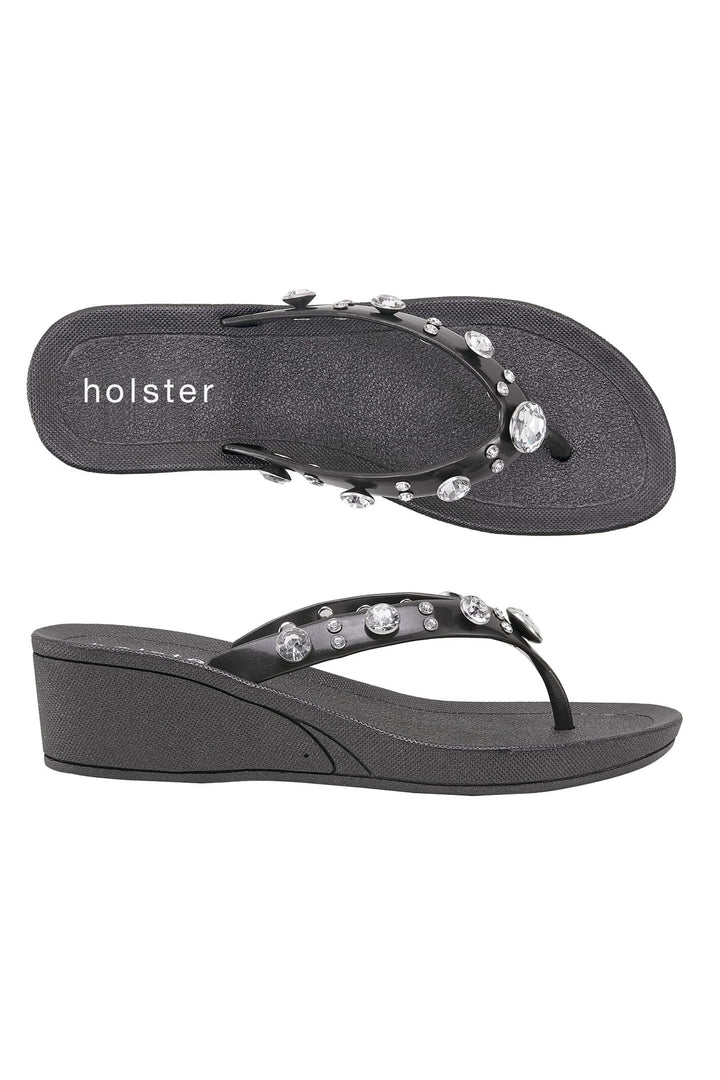 Holster Lila HST359BL8 Black Wedge Sandal - Experience Boutique