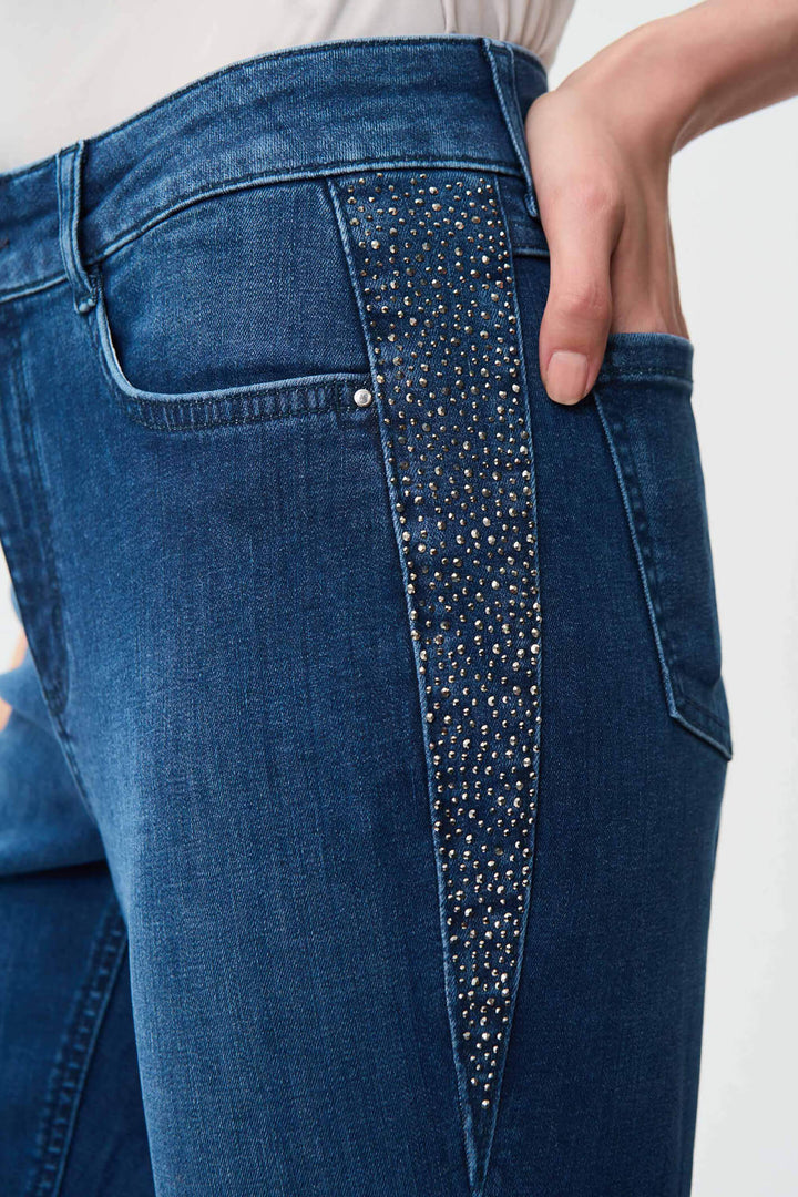 Joseph Ribkoff 221944S Denim Blue Embellished Jeans - Experience Boutique