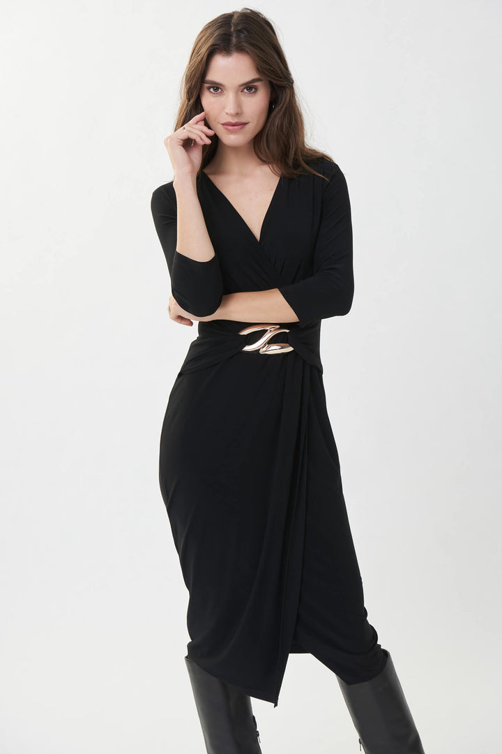 Joseph Ribkoff 223121 Black Wrap Style Dress - Experience Boutique