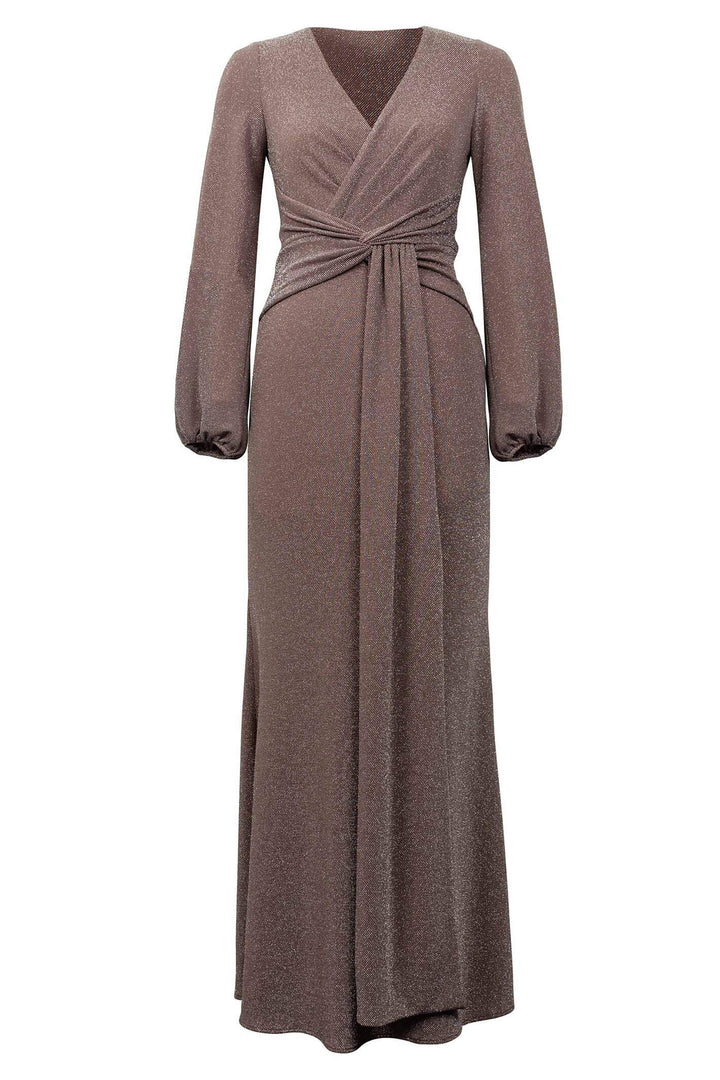 Joseph Ribkoff 223711 Taupe Shimmer Maxi Evening Dress - Experience Boutique