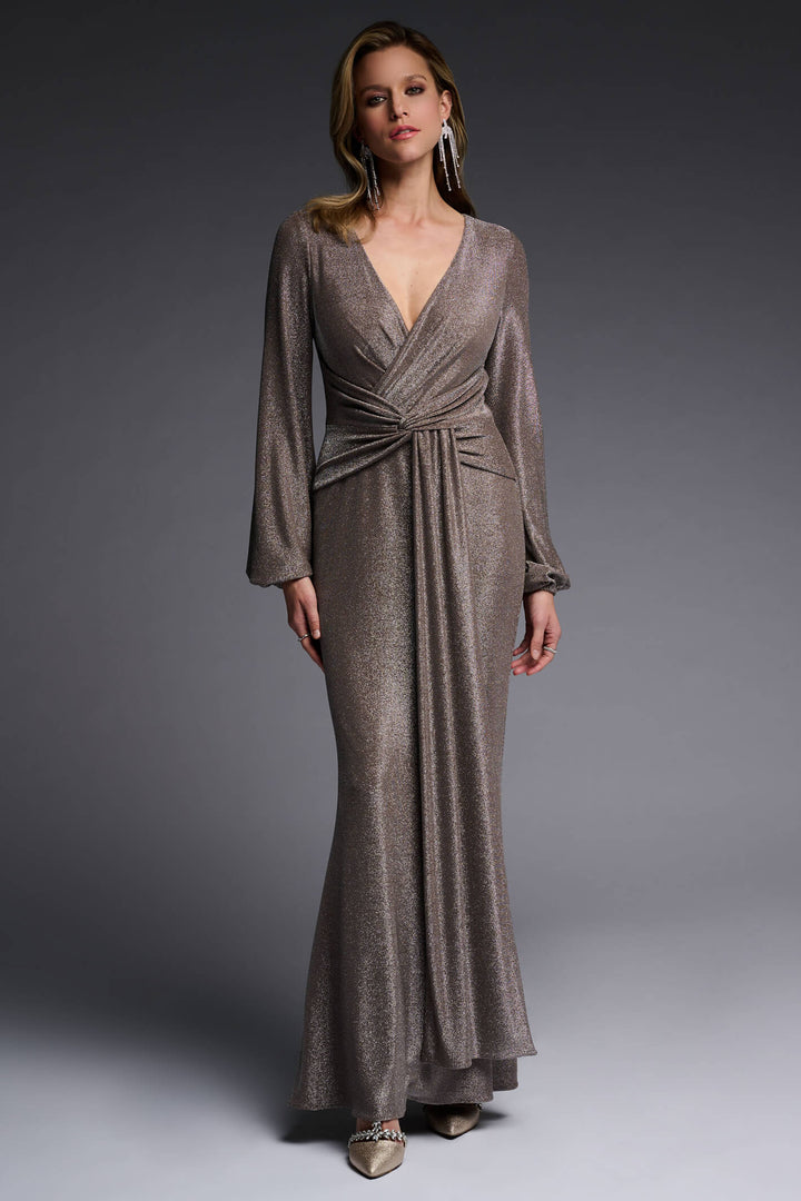 Joseph Ribkoff 223711 Taupe Shimmer Maxi Evening Dress - Experience Boutique