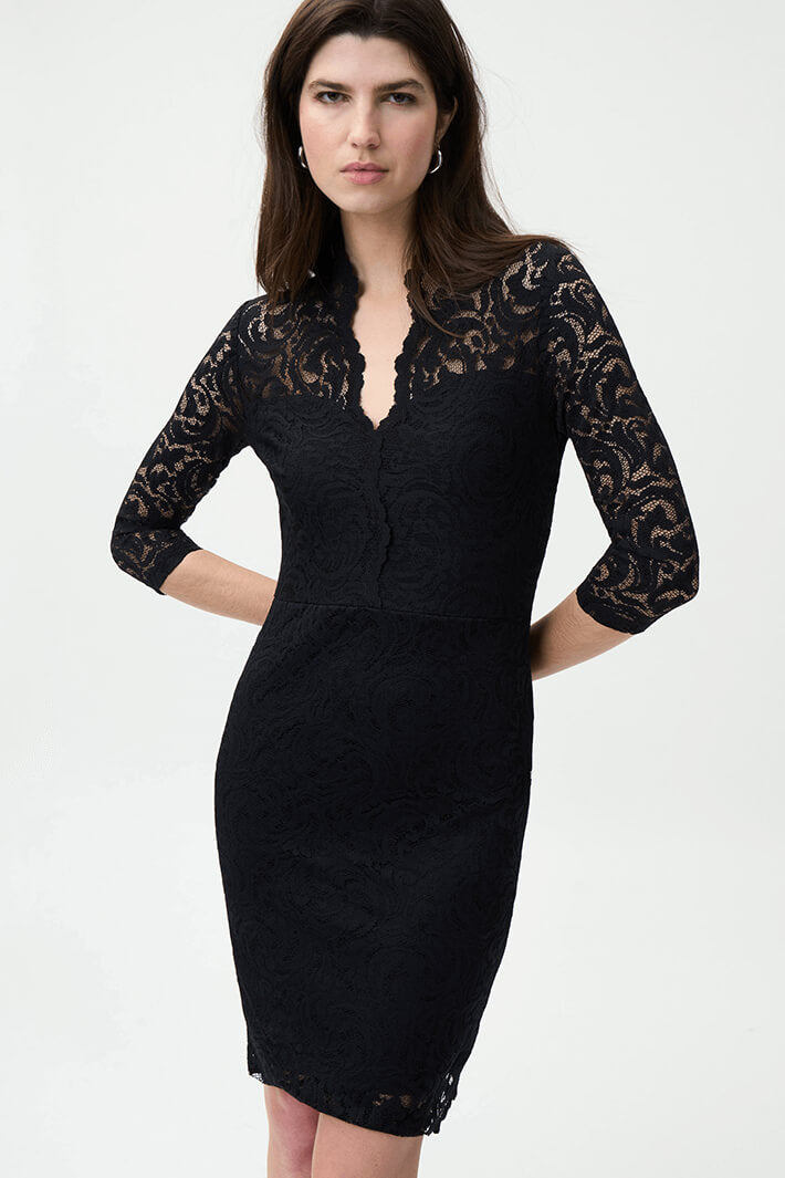 Joseph Ribkoff 224098 Black Lace Detail Dress - Experience Boutique