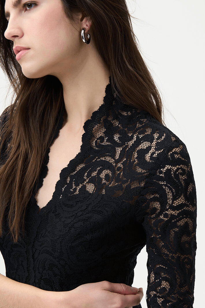 Joseph Ribkoff 224098 Black Lace Detail Dress - Experience Boutique