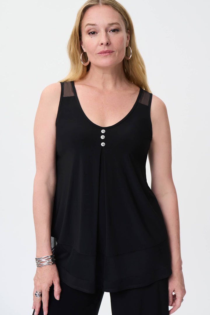 Joseph Ribkoff 231125 Black Lace Trim Camisole Top - Experience Boutique