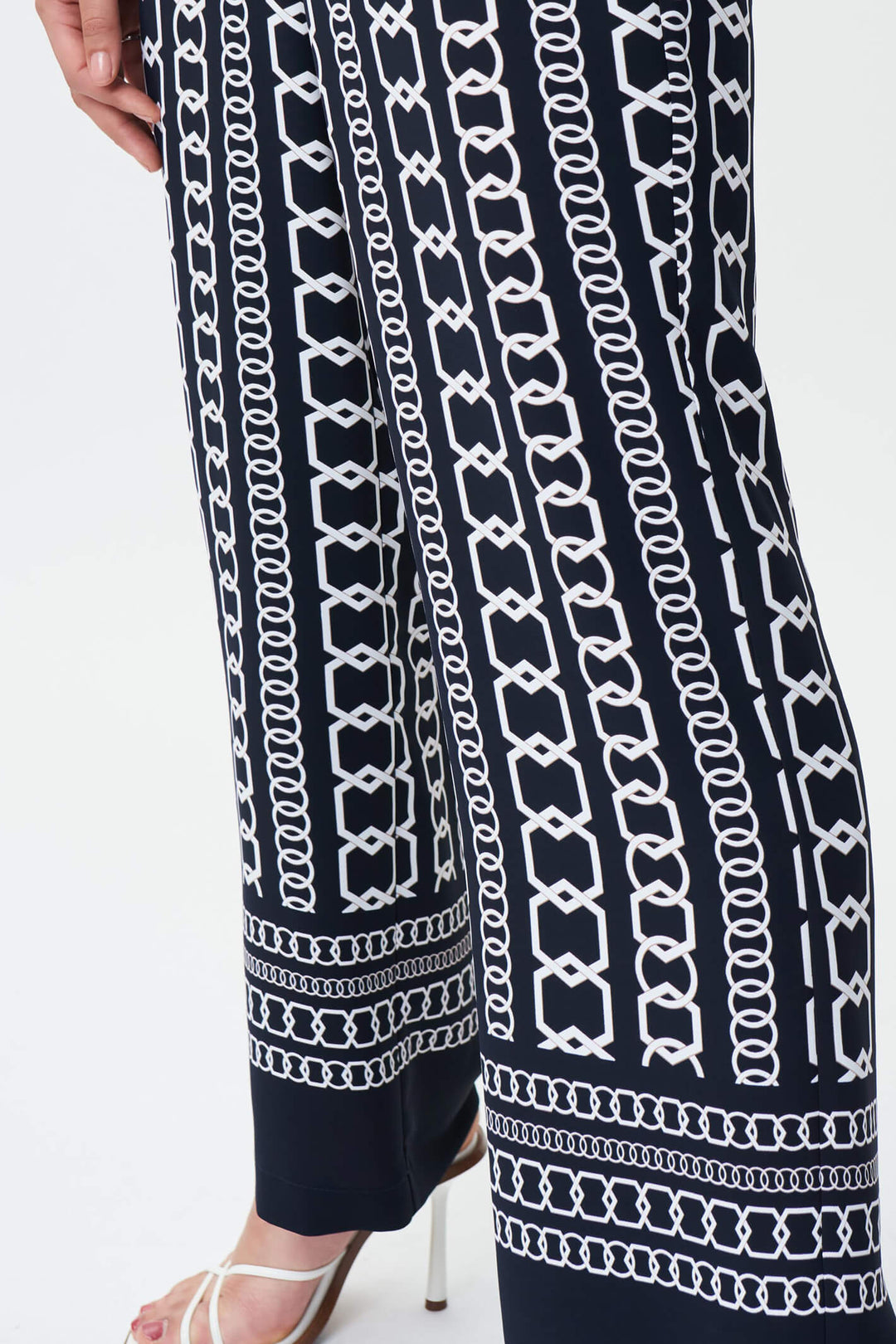 Joseph Ribkoff 231198 Navy Multi Print Wide Leg Trousers - Experience Boutique