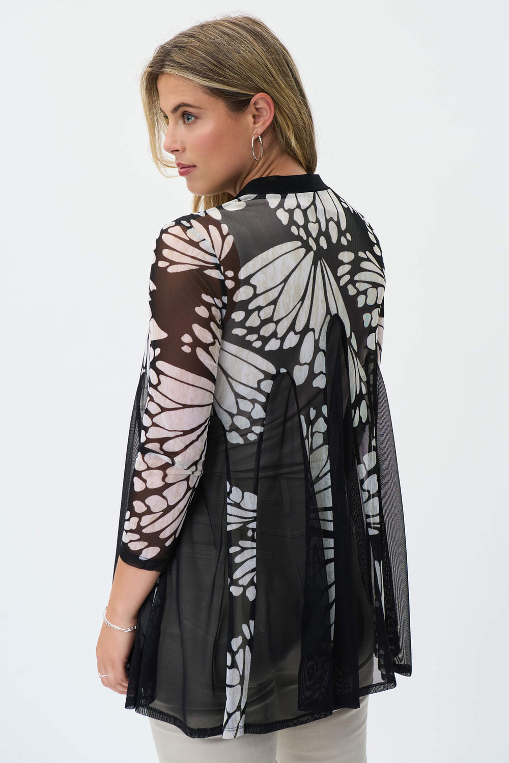 Joseph Ribkoff 231221 Black Printed Longline Cover Up - Experience Boutique
