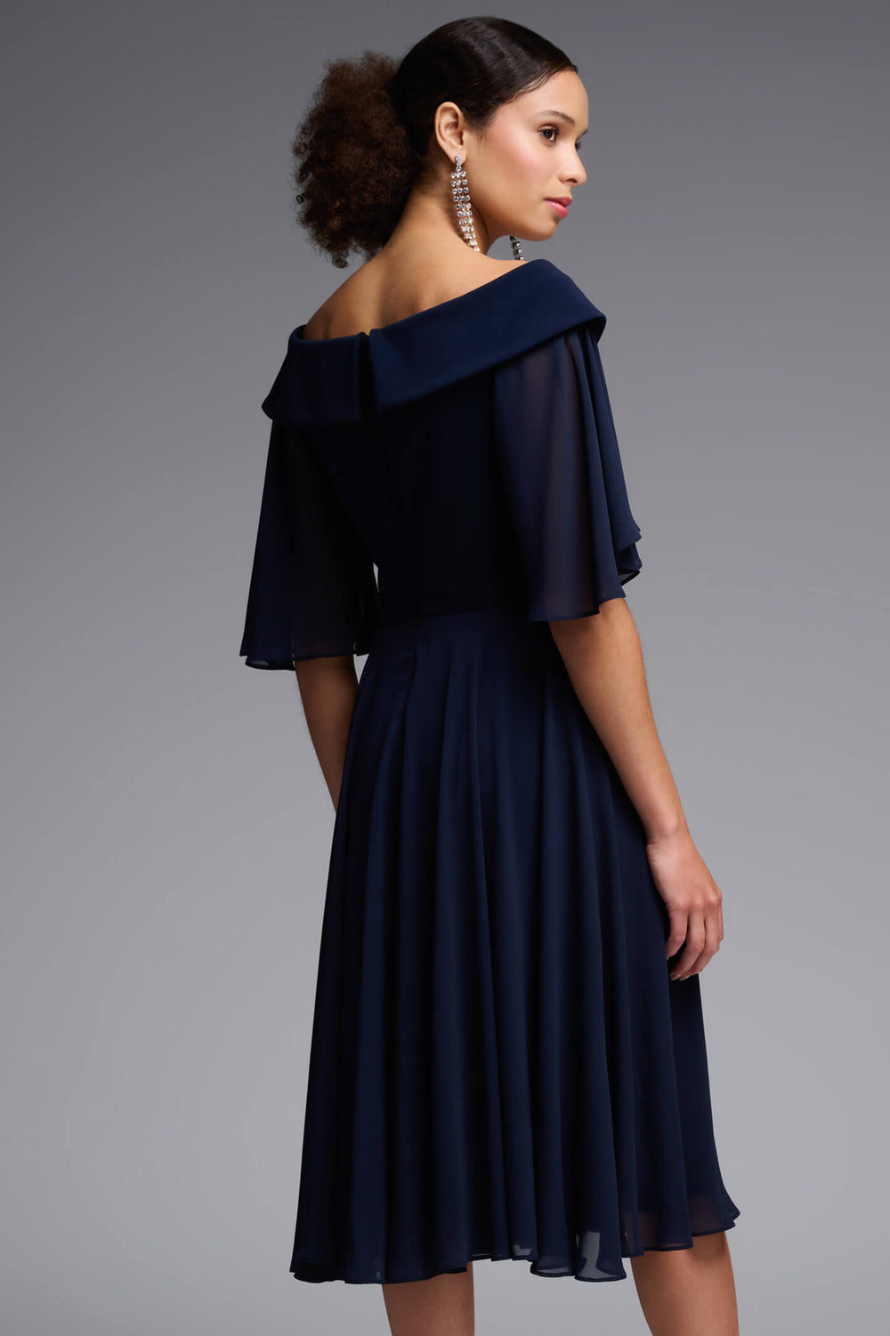 Joseph Ribkoff 231723 Midnight Blue Off Shoulder Dress - Experience Boutique