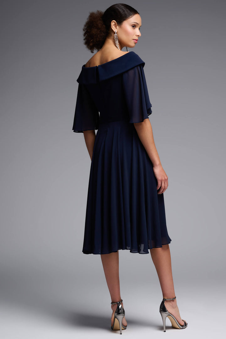 Joseph Ribkoff 231723 Midnight Blue Off Shoulder Dress - Experience Boutique