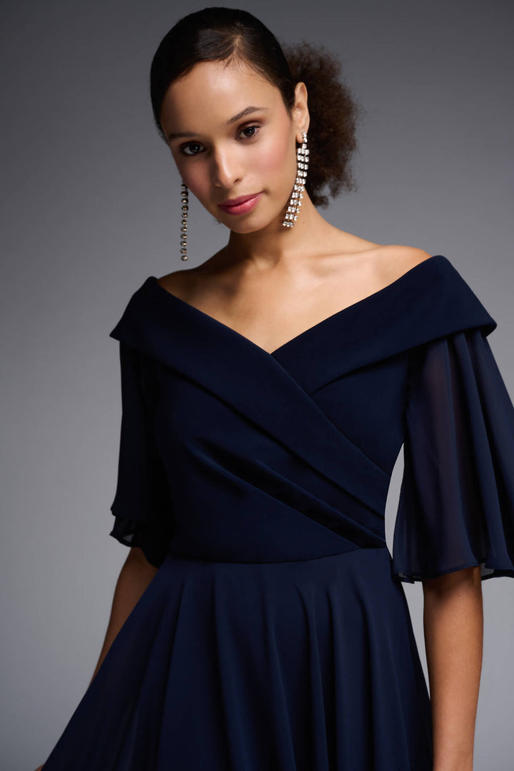 Joseph Ribkoff 231723 Midnight Blue Off Shoulder Dress - Experience Boutique