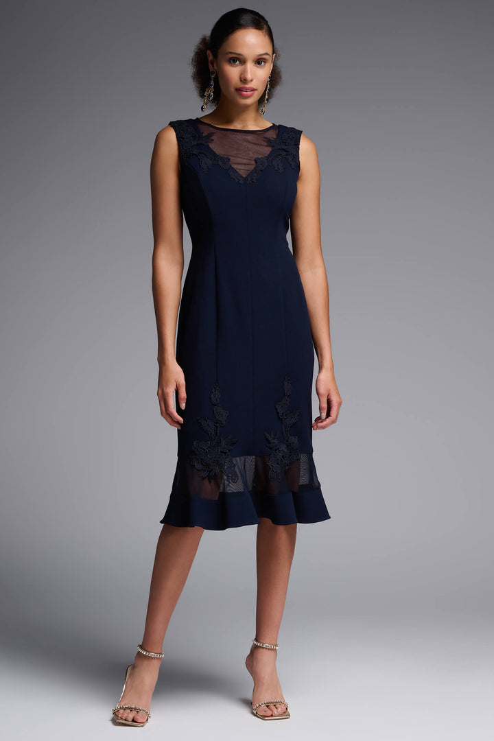 Joseph Ribkoff 231729 Midnight Blue Embroidered Dress - Experience Boutique