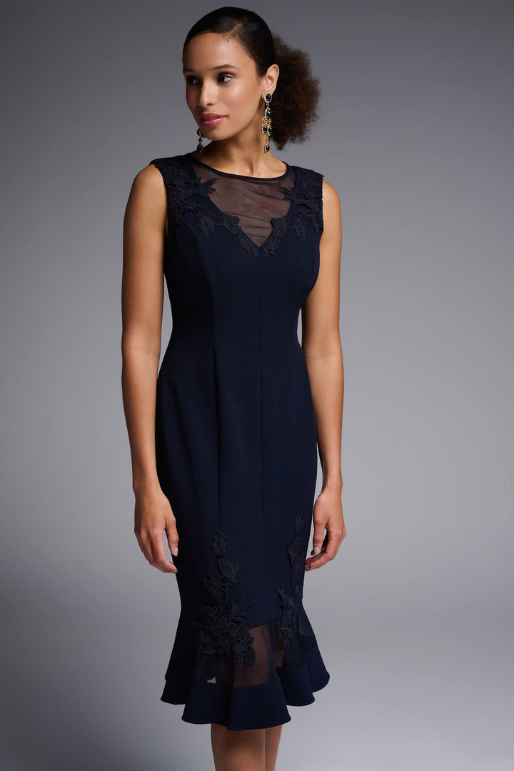 Joseph Ribkoff 231729 Midnight Blue Embroidered Dress - Experience Boutique