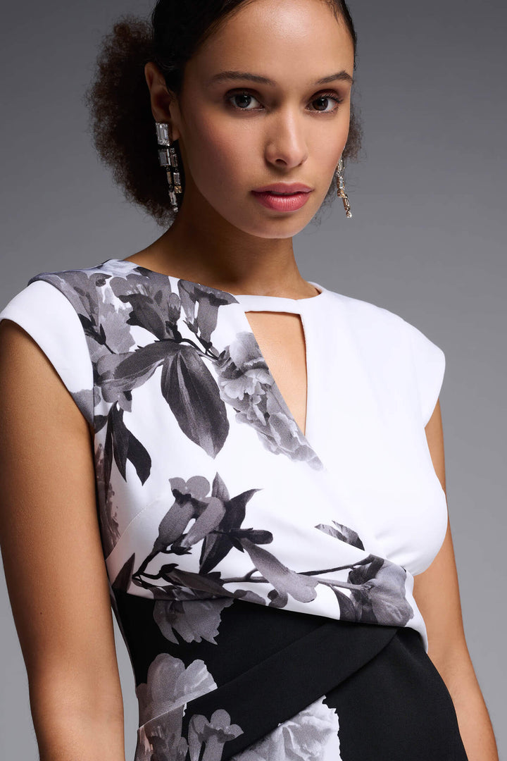 Joseph Ribkoff 231752 Monochrome Floral Dress - Experience Boutique