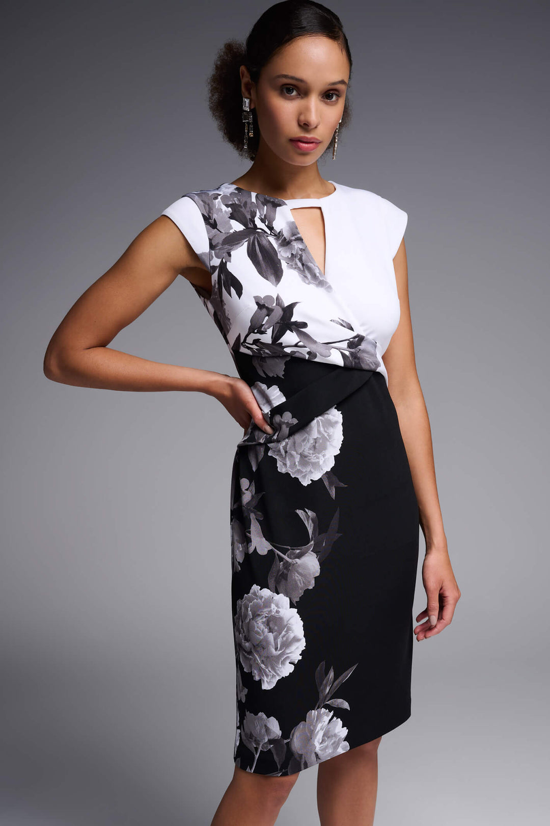 Joseph Ribkoff 231752 Monochrome Floral Dress - Experience Boutique