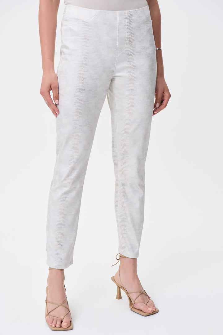 Joseph Ribkoff 231957 Cream Gold Shimmer Trousers - Experience Boutique