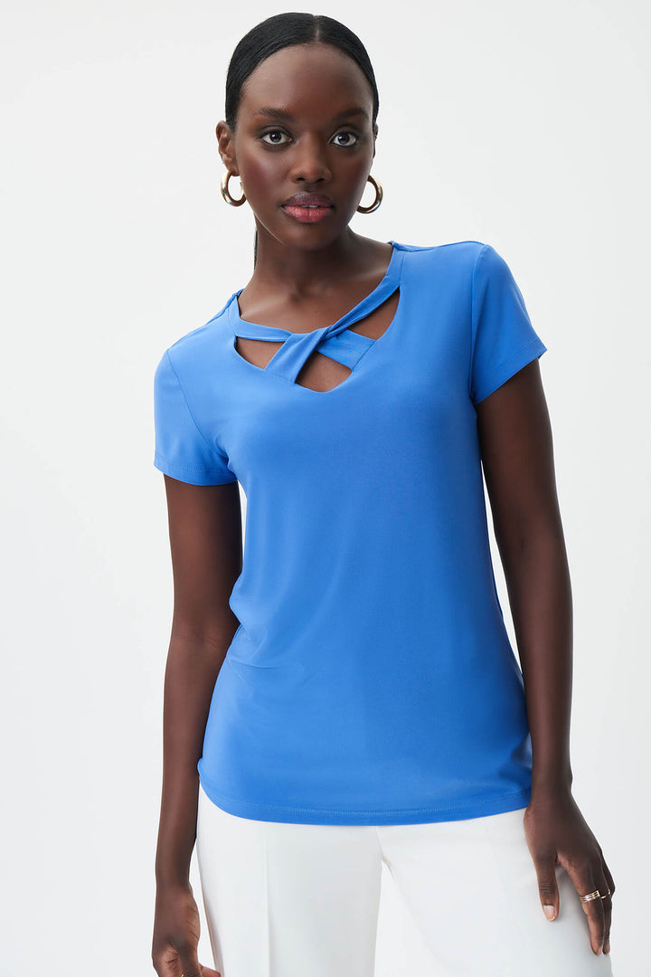 Joseph Ribkoff 232144 Iris Blue Cross Over Top - Experience Boutique
