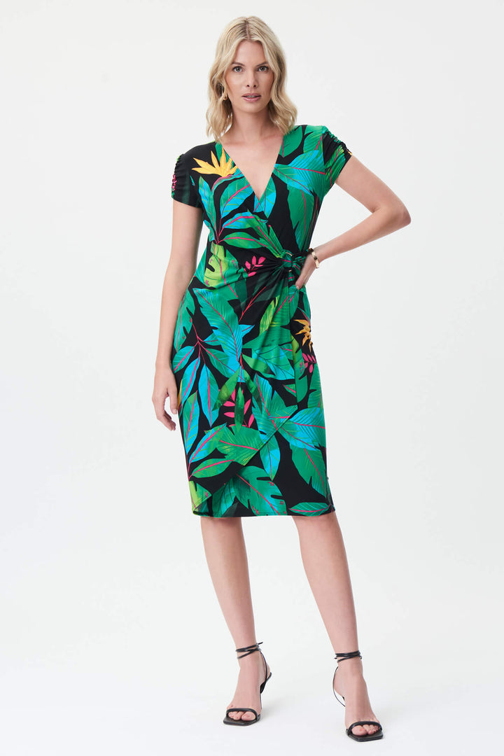 Joseph Ribkoff 232162 Green Tropical Print Dress - Experience Boutique