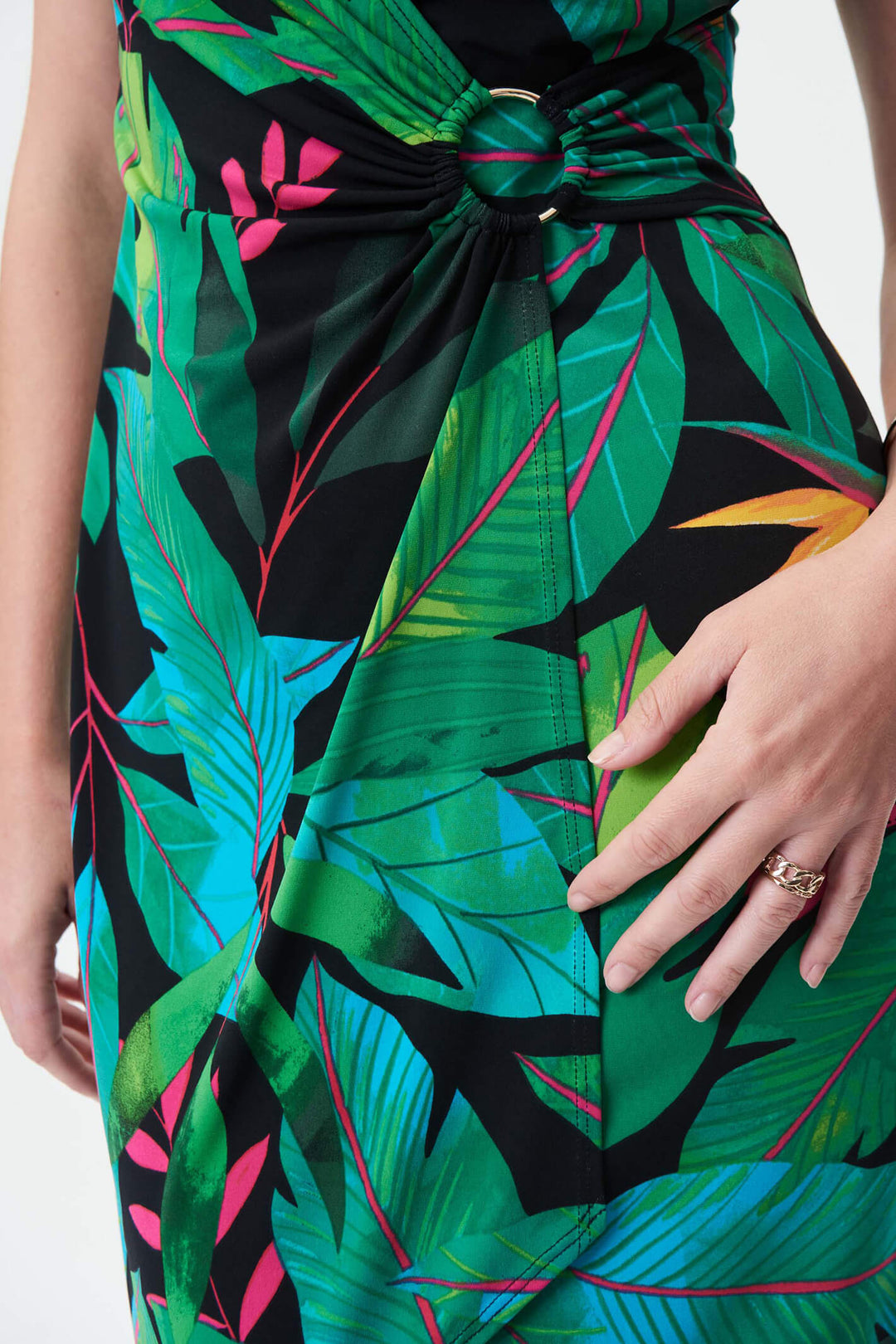 Joseph Ribkoff 232162 Green Tropical Print Dress - Experience Boutique
