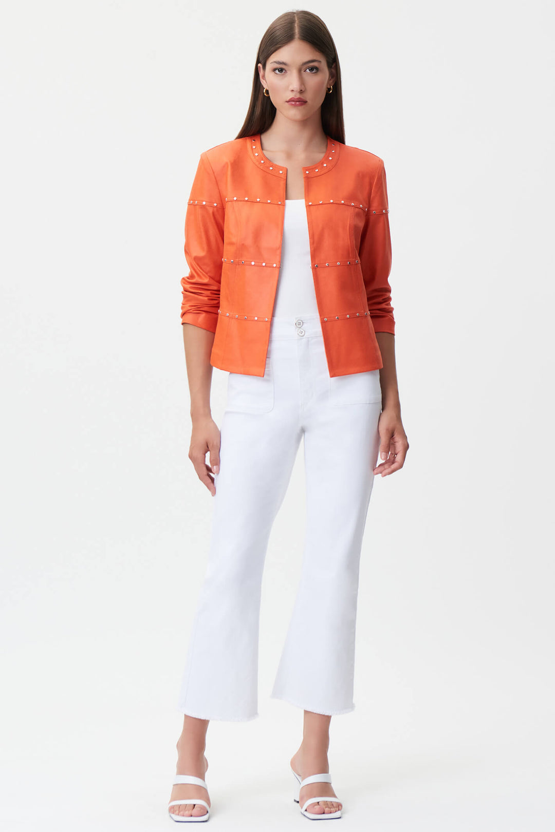 Joseph Ribkoff 232904 Burnt Orange Stud Detail Jacket - Experience Boutique