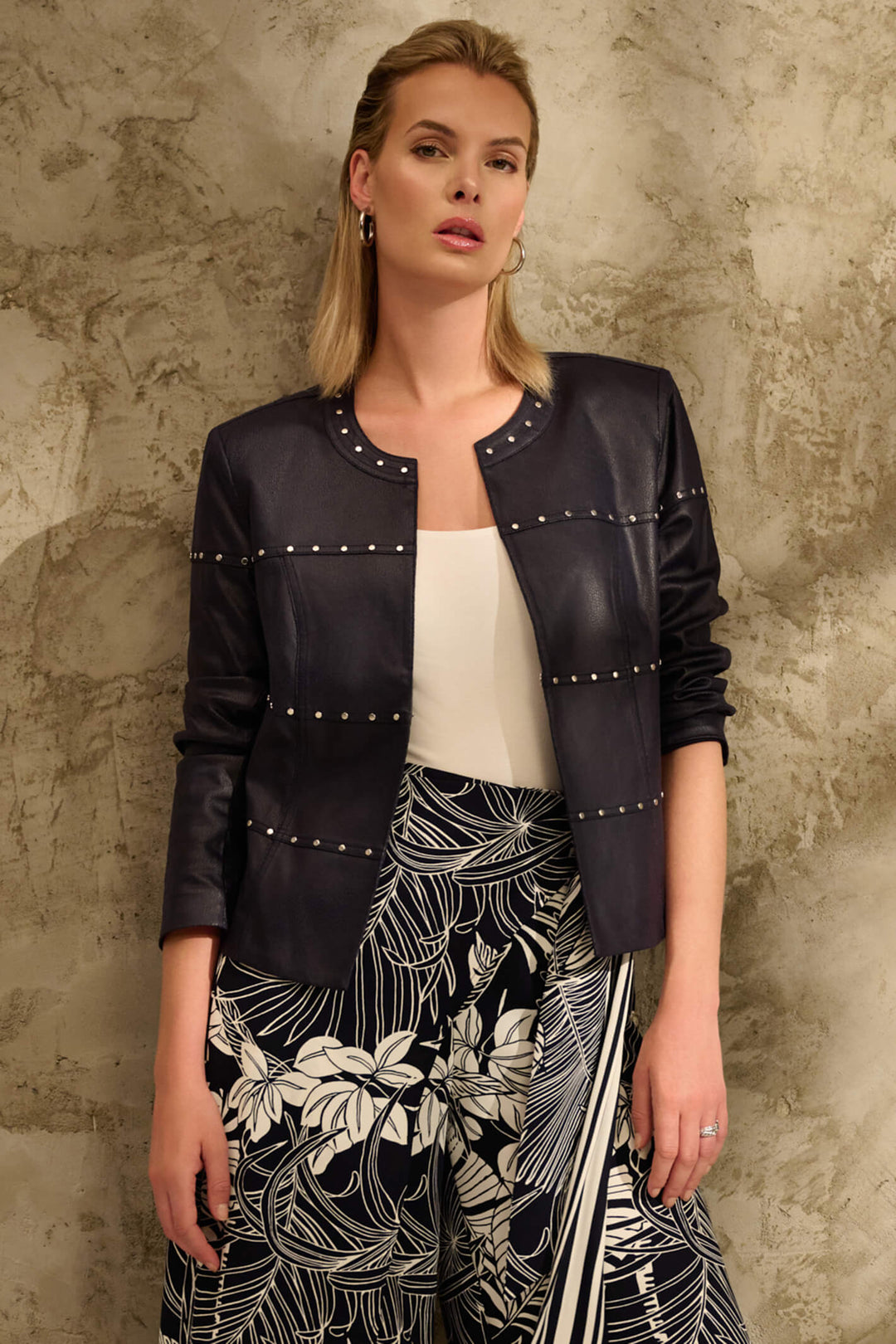 Joseph Ribkoff 232904 Midnight Blue Stud Detail Jacket - Experience Boutique