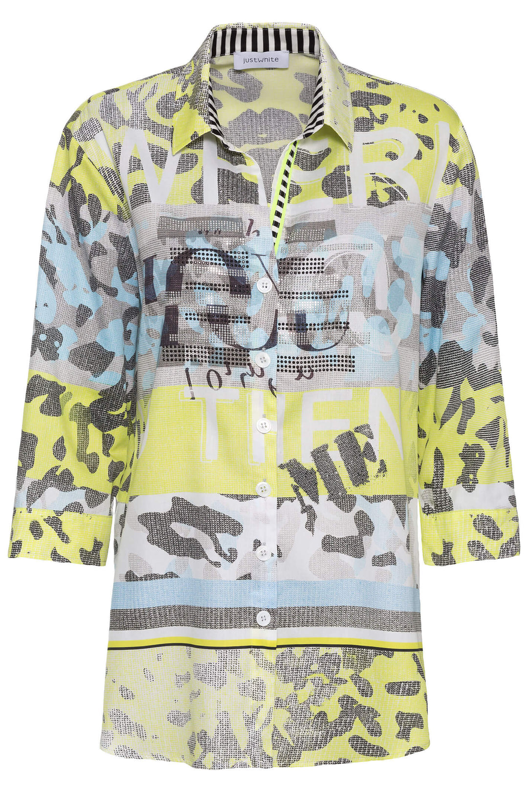 Just White J2778 Lemon Drop Printed Shirt - Experience Boutique