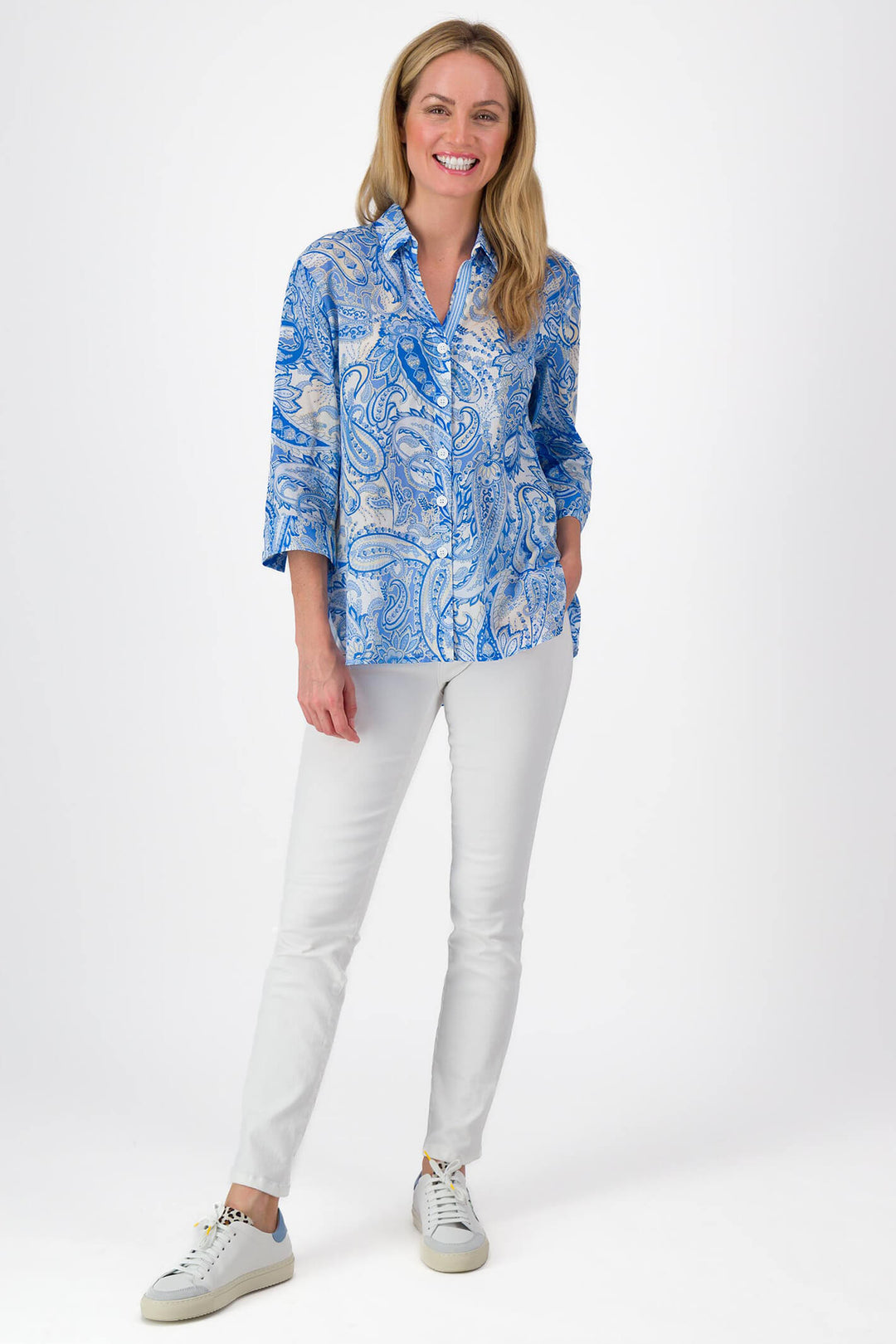 Just White J2814 Blue Paisley Print Shirt - Experience Boutique