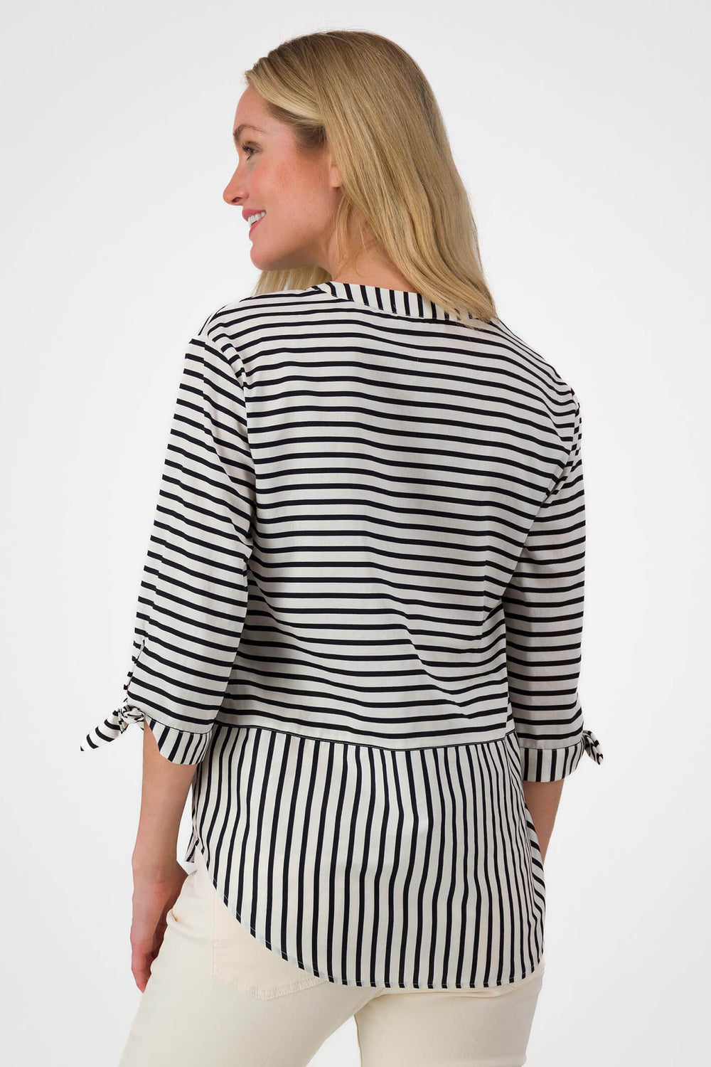 Just White J2972 Navy Stripe Blouse - Experience Boutique