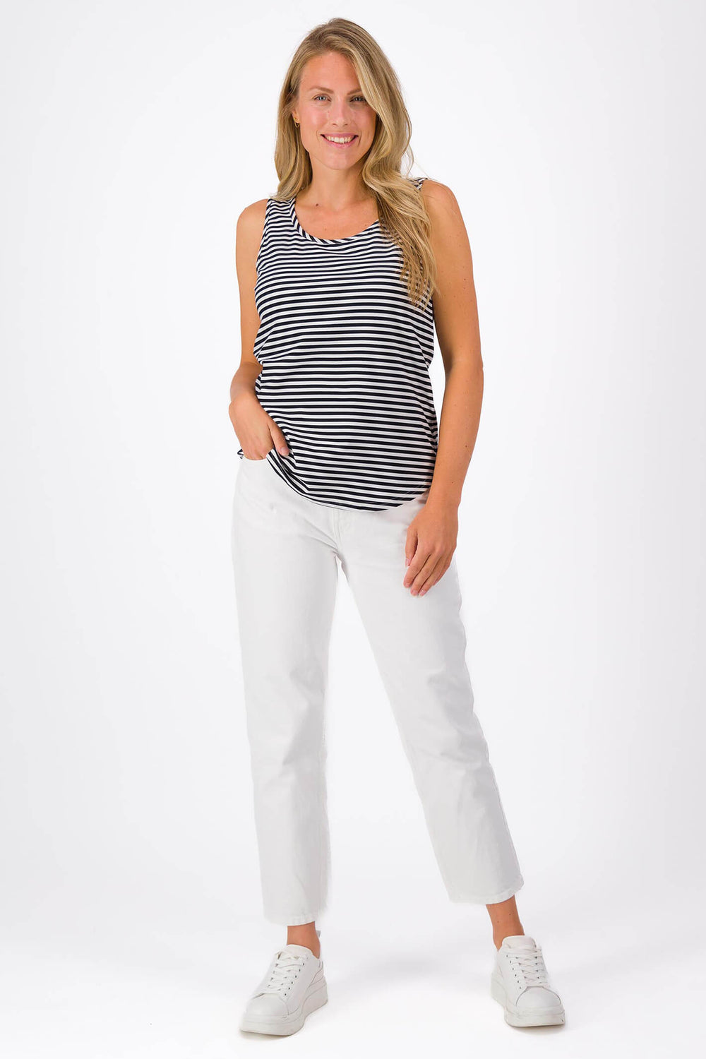 Just White J3000 Black Stripe Top - Experience Boutique