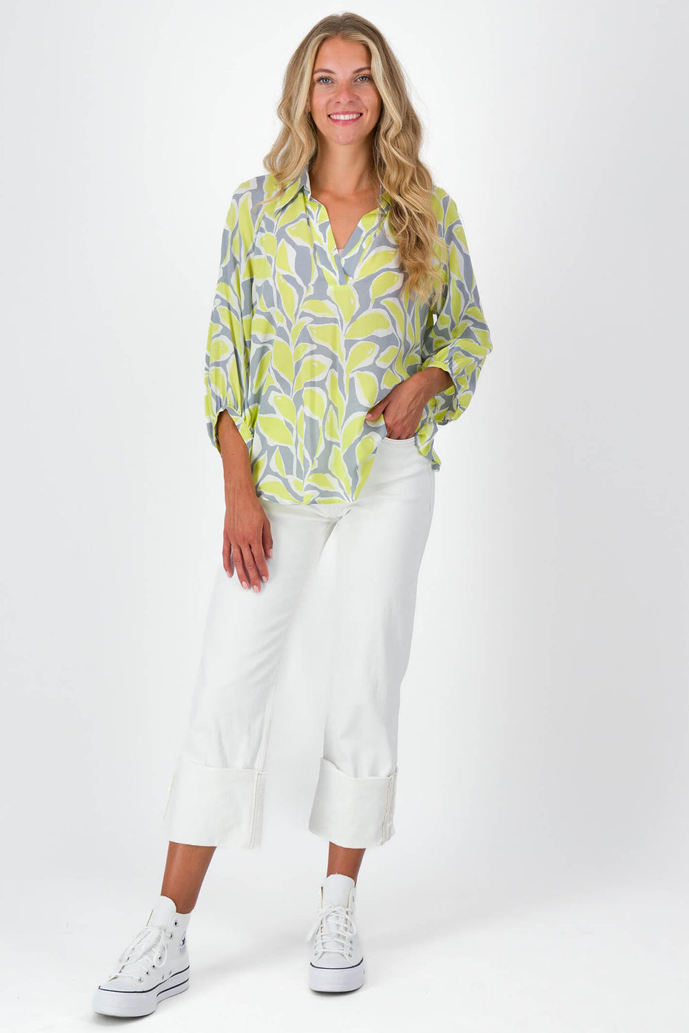 Just White Y2823 Lemon Printed Shirt - Experience Boutique