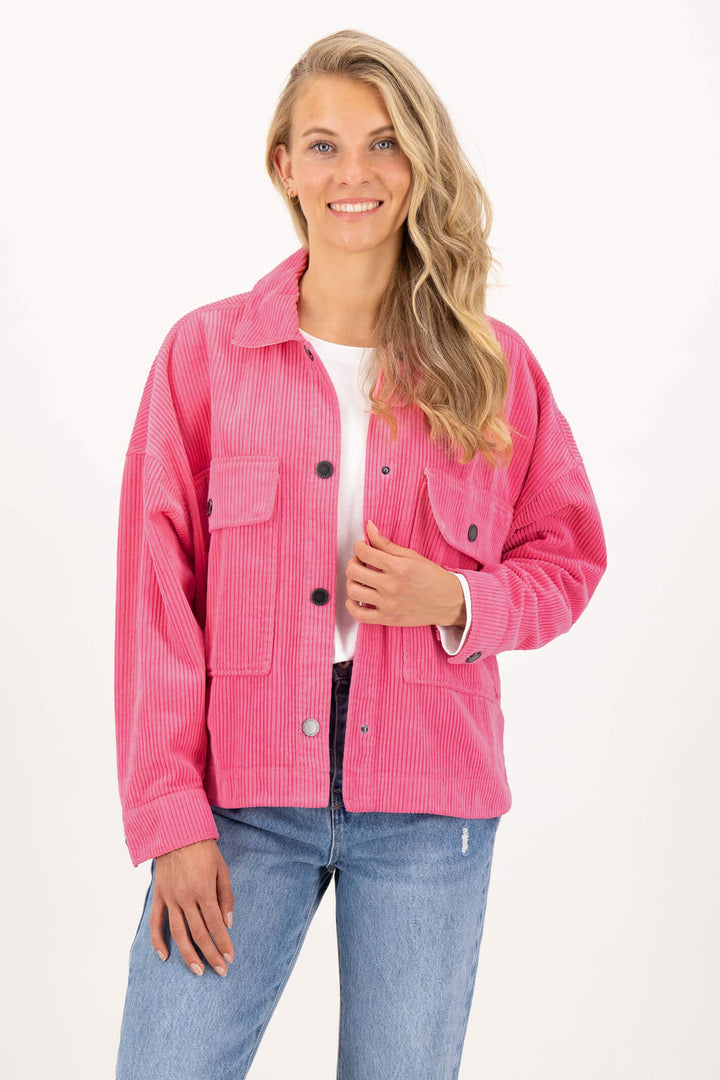Just White You Y2067 Fuchsia Pink Corduroy Jacket - Experience Boutique