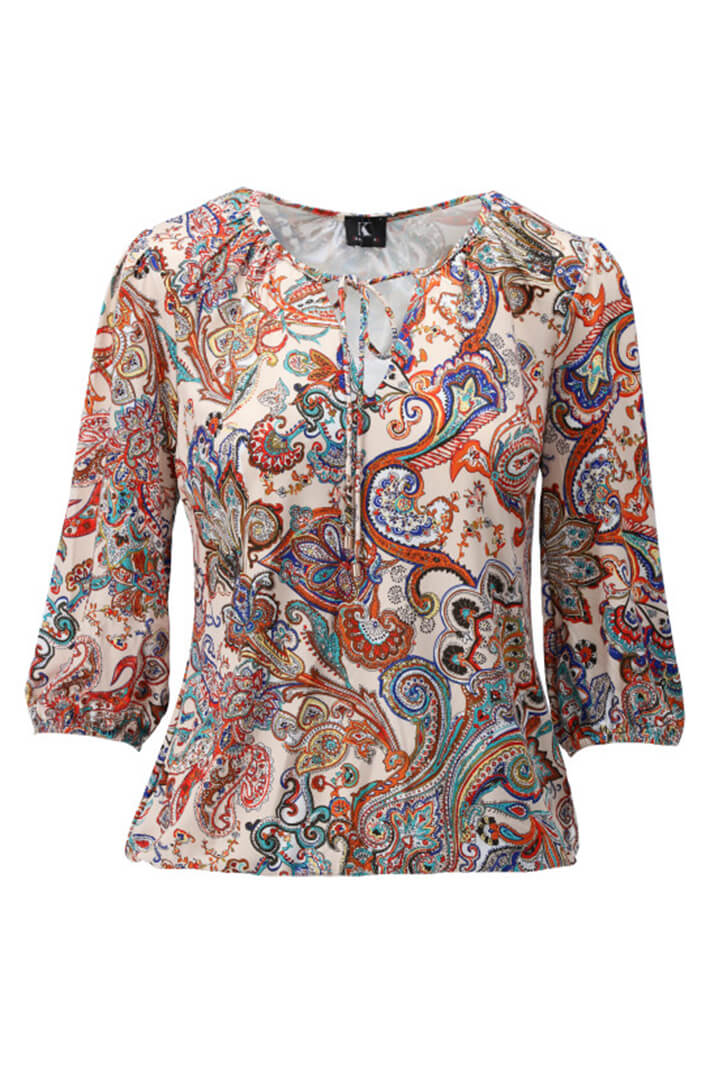K Design W110 P552 Orange Paisley Print Blouse - Experience Boutique