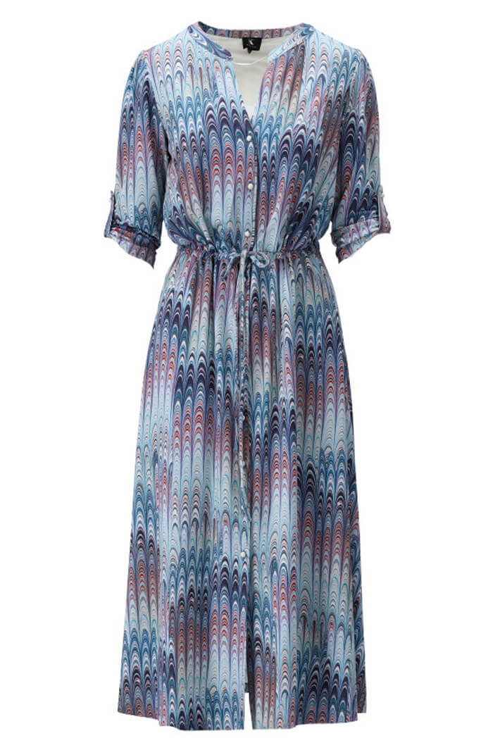 K Design W312 Blue Print Shirt Dress - Experience Boutique