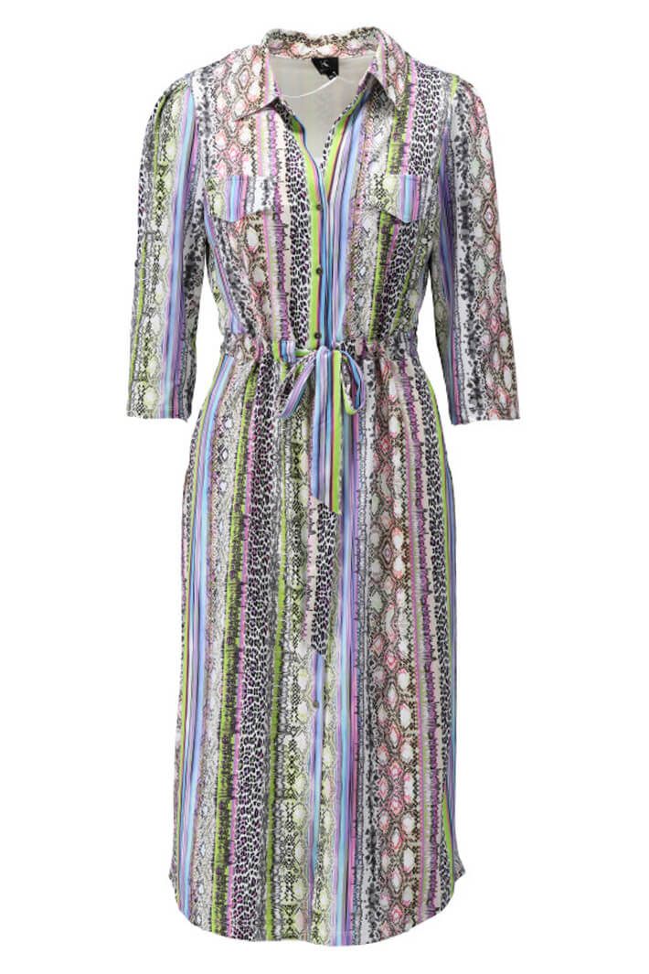 K Design W359 Multi Animal Print Midi Shirt Dress - Experience Boutique